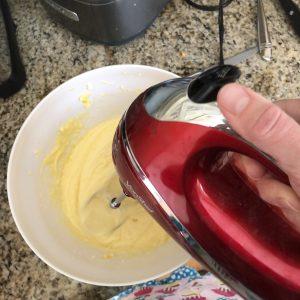 Blending the butter, eggs, and sugar