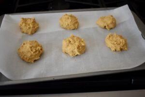 Cookie dough on the baking sheet