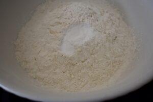 Flour, baking soda, baking powder, and salt